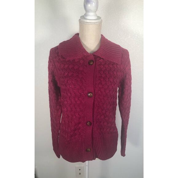 For Love and Lemons Florence Magenta Basket Weave Cardigan - XS - Picture 2 of 6